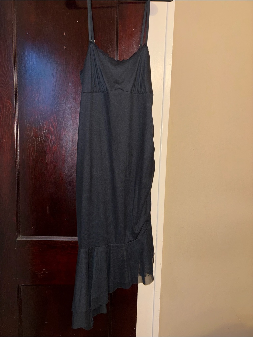 wild fable Black Asymmetrical Slip Dress with Ruffle Hem